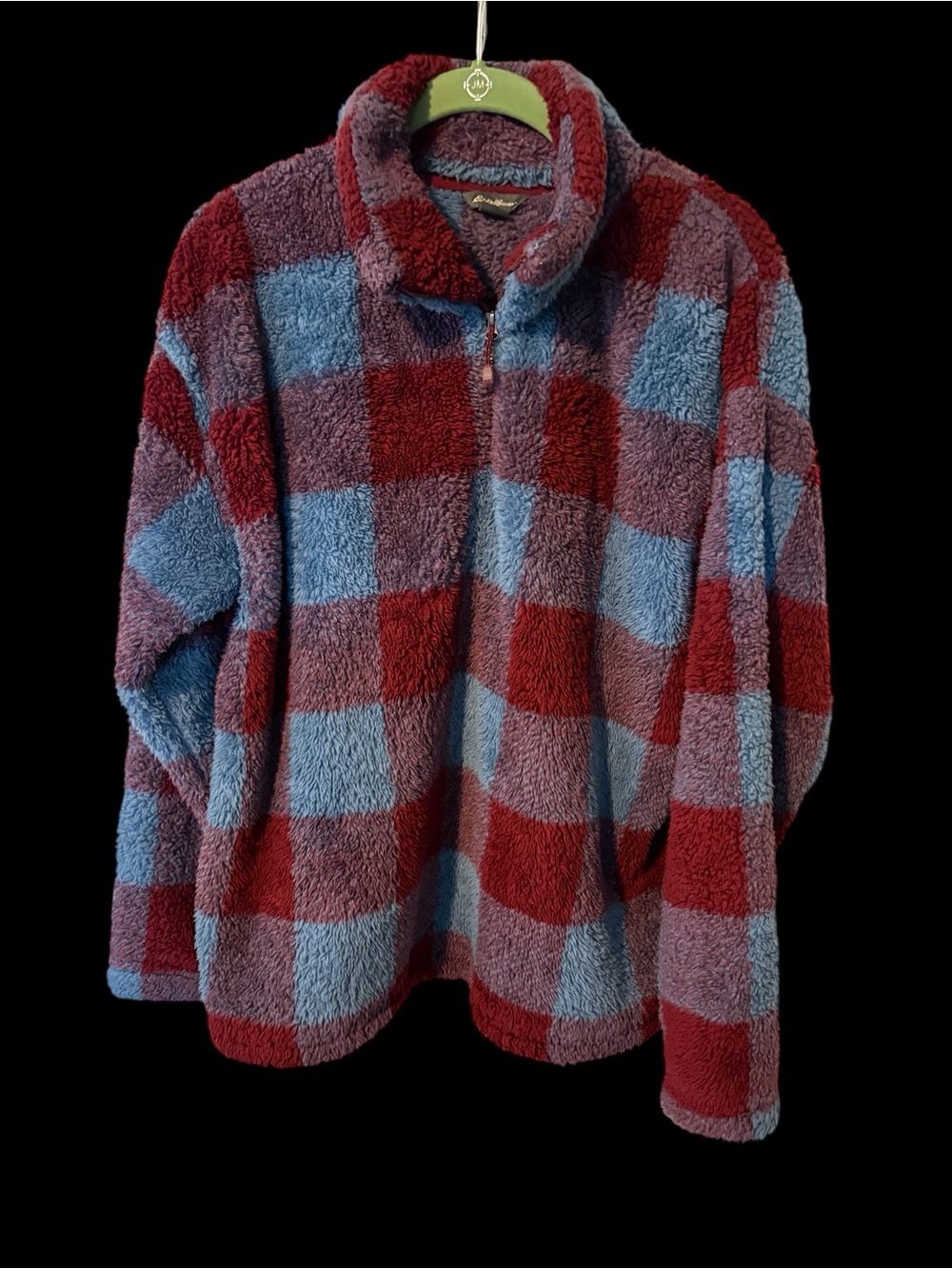 Eddie Bauer Plush Plaid Pullover - Burgundy & Blue